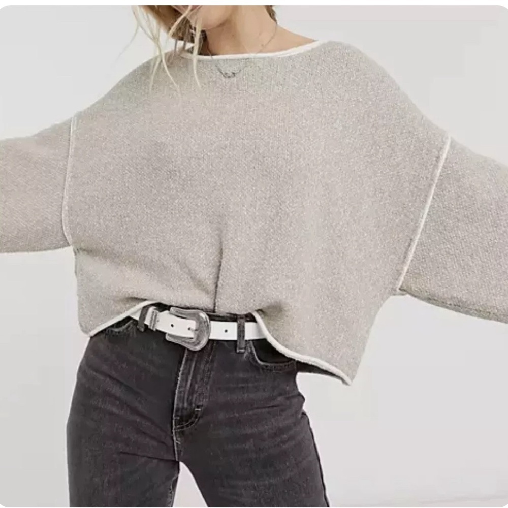 POL Rolled Raw Edge Loose Fit Slouchy Sweater Size Small